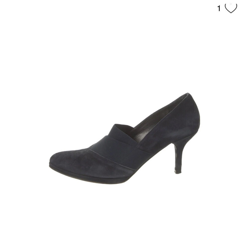 STUART WEITZMAN Suede D'Orsay Pumps black elastic top pointed toe SZ 9